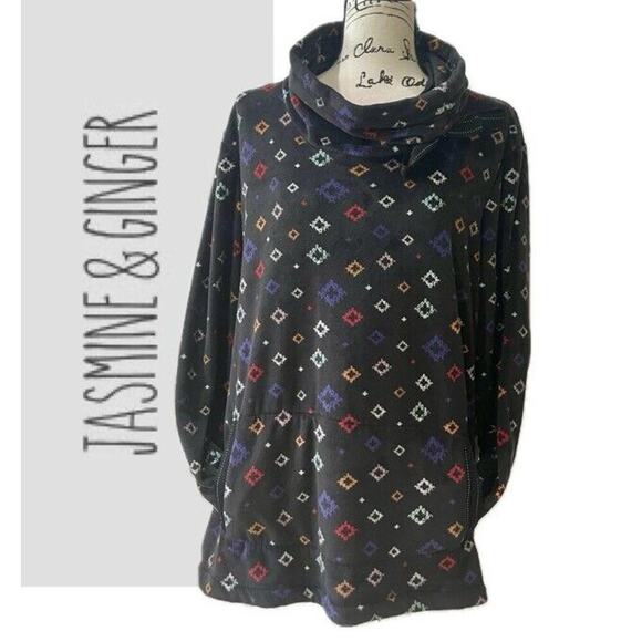 Jasmine & Ginger Tops - Jasmine & Ginger Sweatshirt crossover Neck Sz X-Large Velvet Kangaroo Pockets